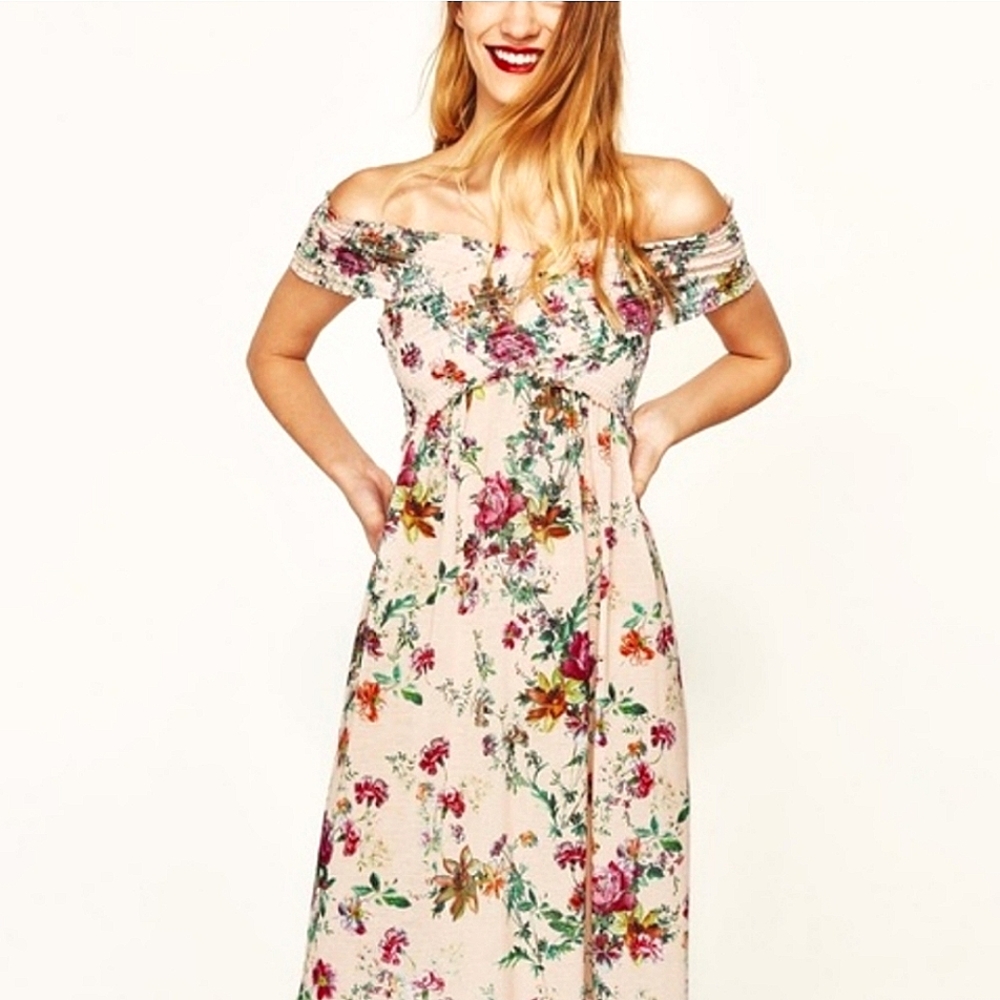 NWOT Floral Maxidress with Crisscross Neckline